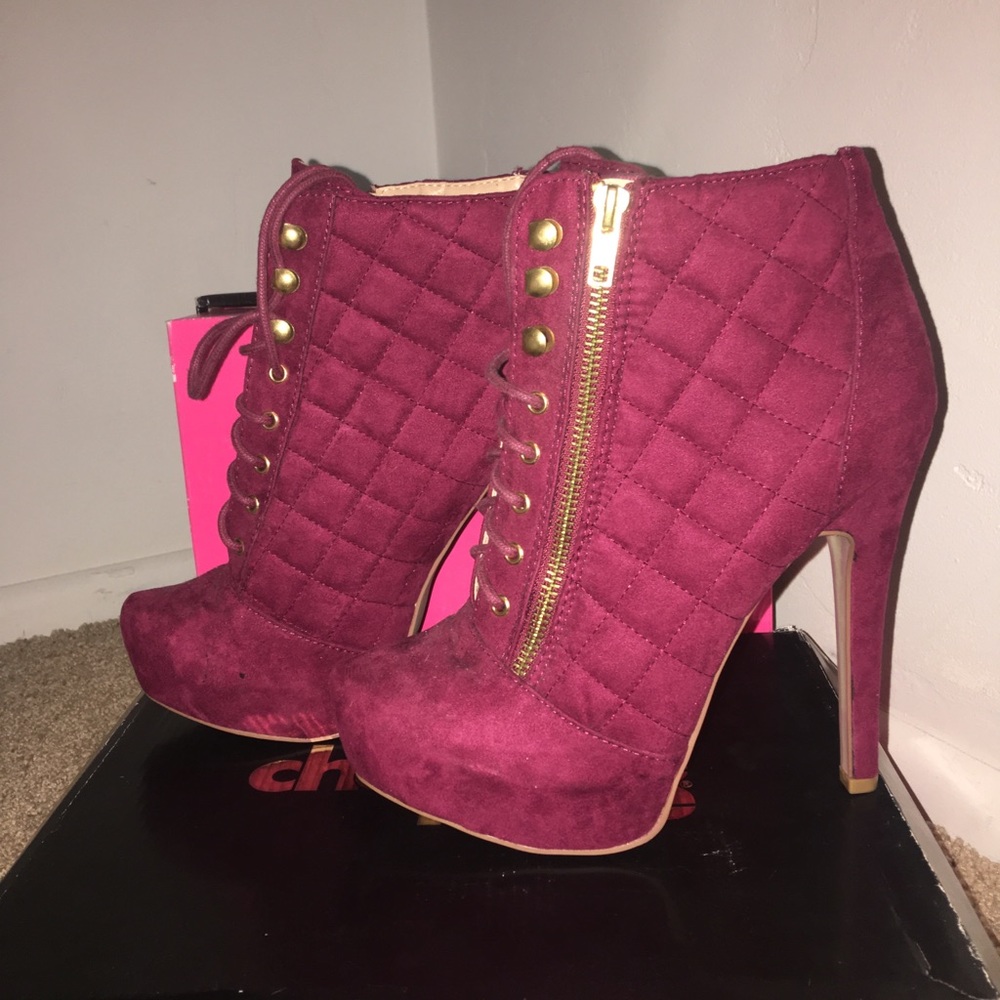 Maroon high heels